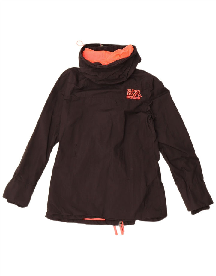 Jaqueta de chuva com capuz Superdry Womens The Windmac UK 14 médio preto nylon