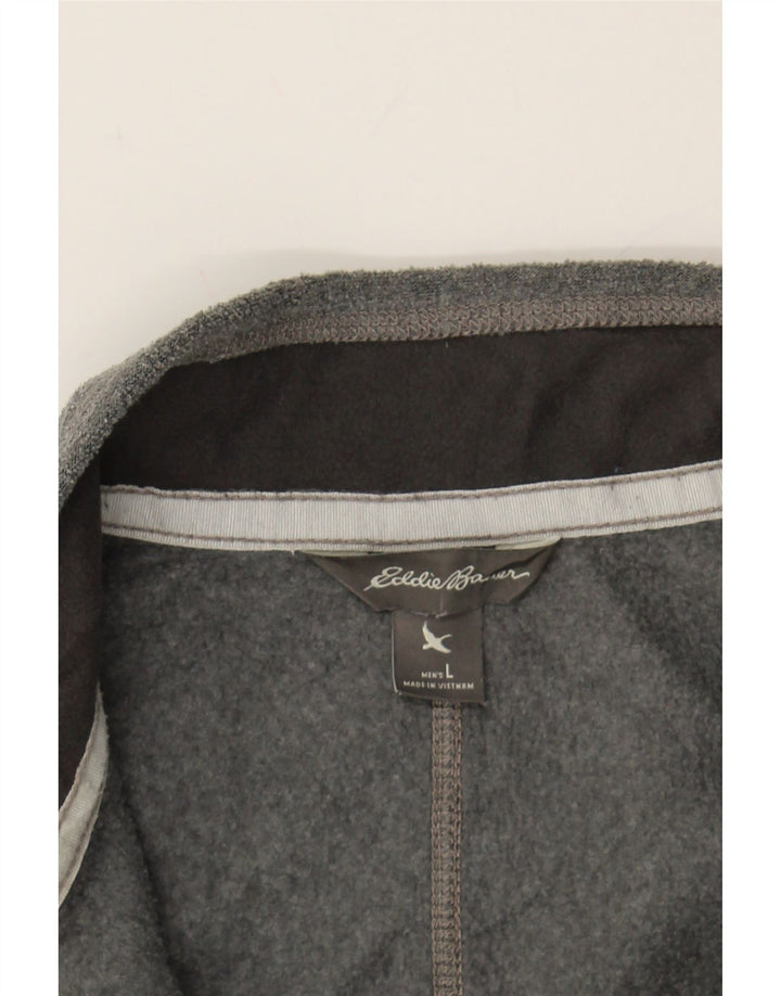 EDDIE BAUER Mens Zip Neck Fleece Jumper Large Grey Polyester Vintage Eddie Bauer and Second-Hand Eddie Bauer from Messina Hembry 