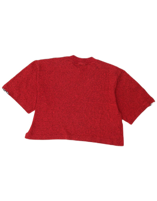 Camiseta feminina Asics Crop Graphic UK 14 grande bloco colorido vermelho