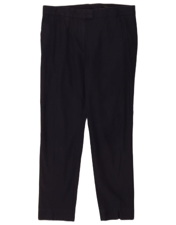 Calça feminina de terno reto Cos EU 38 médio W32 L26 algodão azul marinho