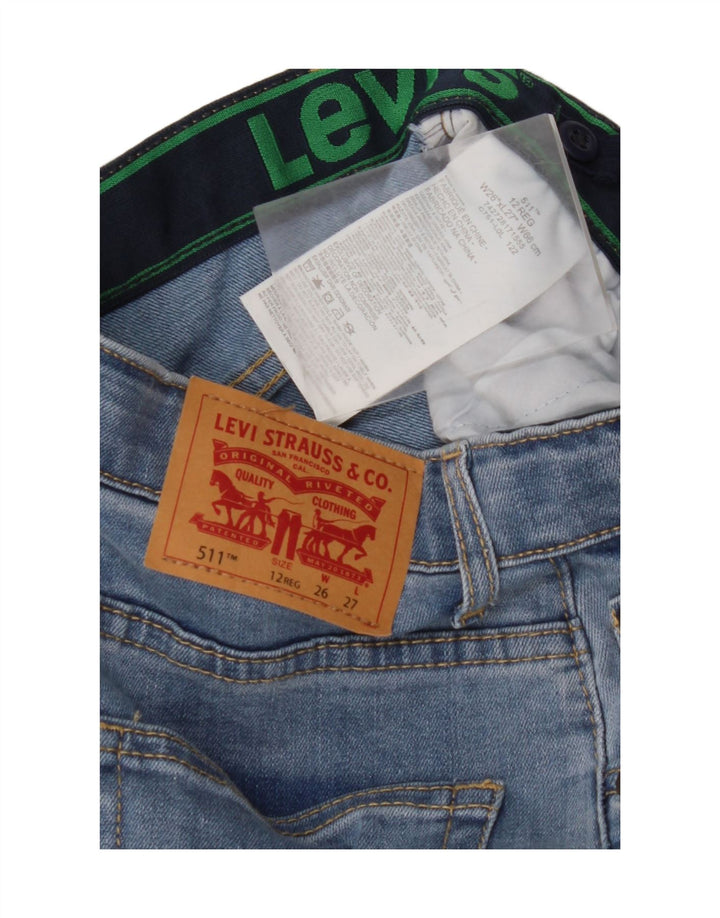 LEVI'S Boys 511 Distressed Slim Jeans 11-12 Anos W26 L27 Azul Algodão