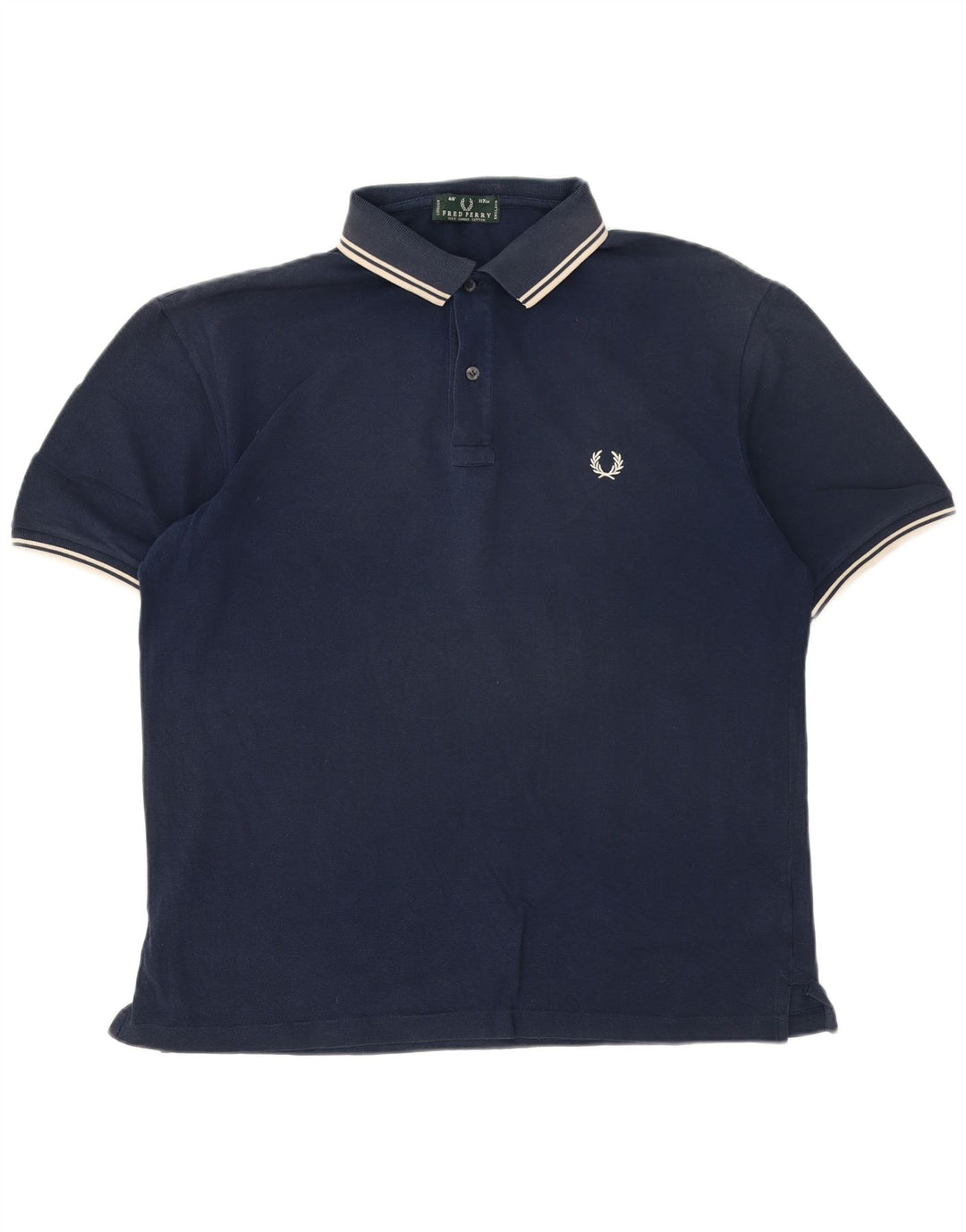 Camisa polo masculina Fred Perry grande algodão listrado azul marinho
