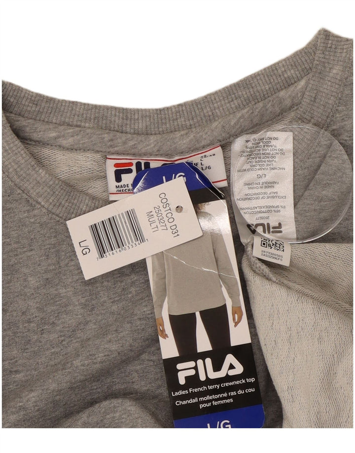 Fila moletom feminino jumper UK 16 grande algodão cinza
