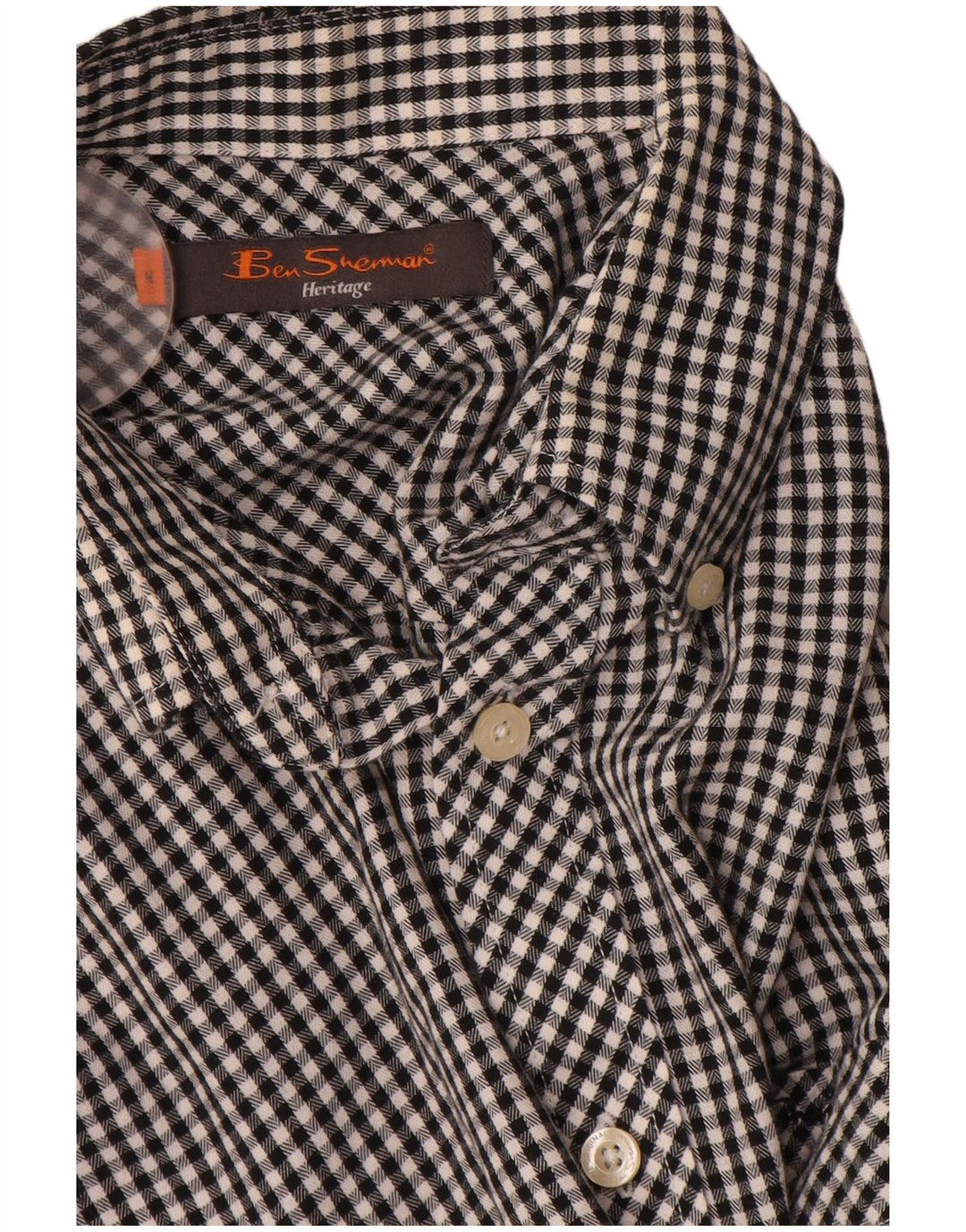Camisa masculina Heritage BEN SHERMAN de algodão guingão preto médio