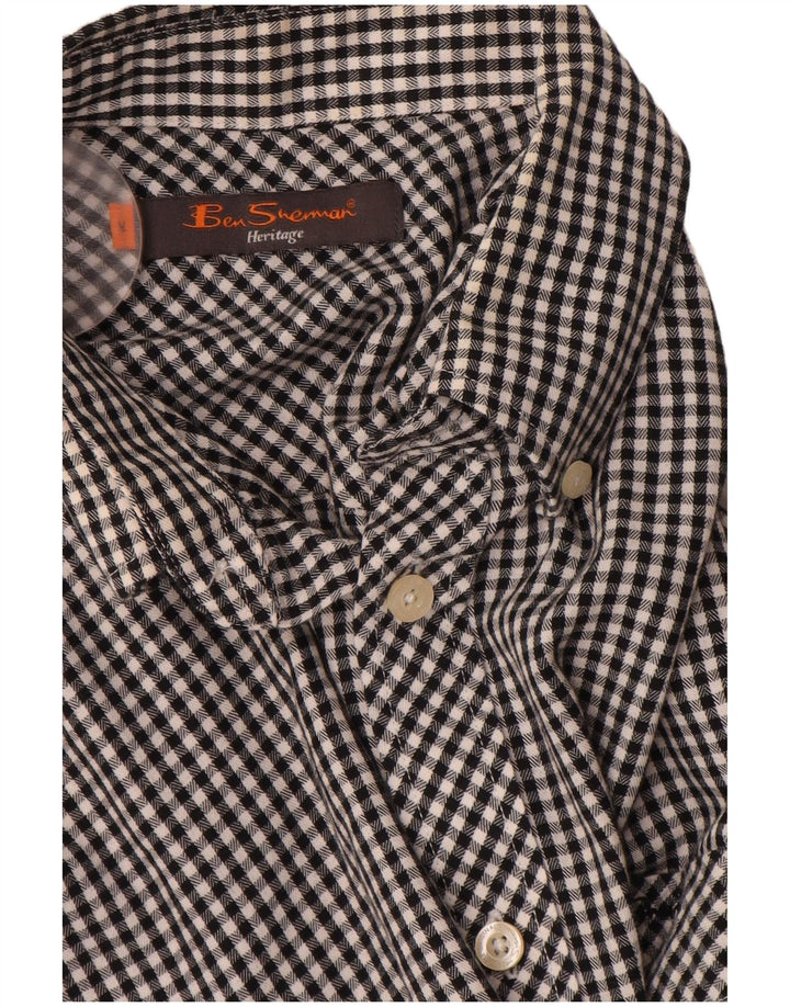 Camisa masculina Heritage BEN SHERMAN de algodão guingão preto médio