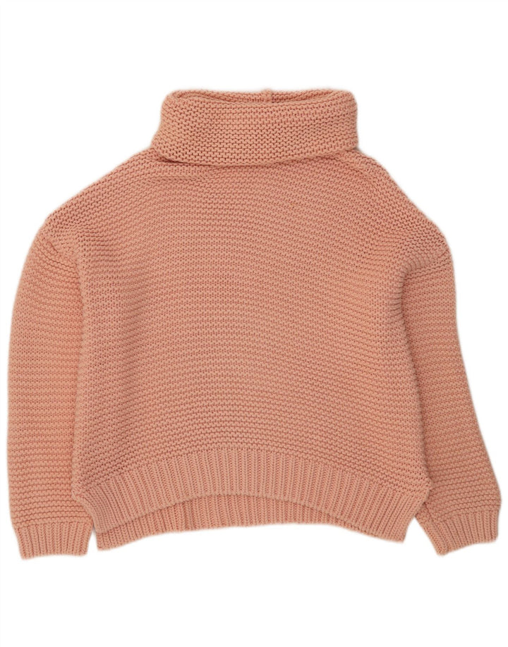 Suéter feminino Zara com gola alta e gola redonda, 10 algodão rosa pequeno