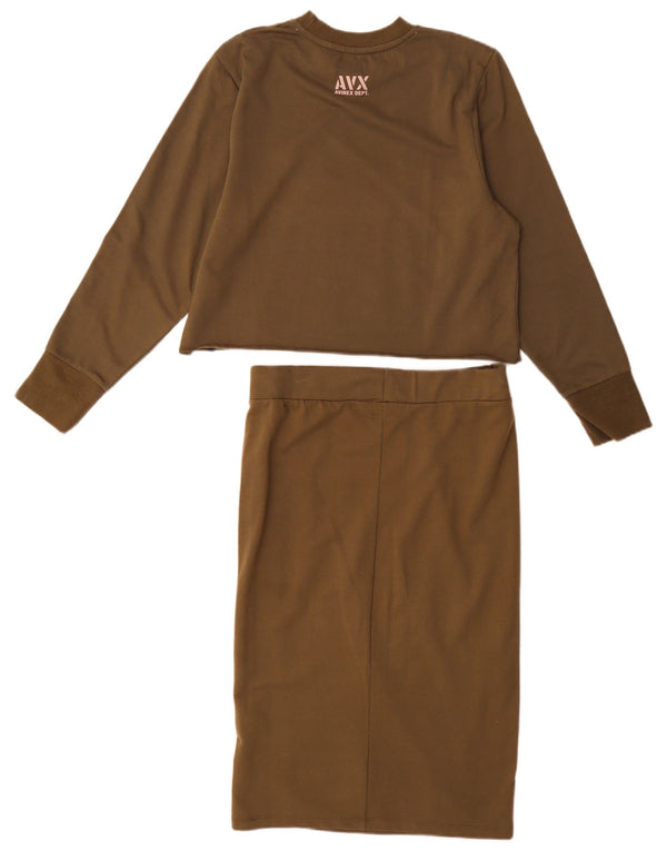 Conjunto de saia feminina Avirex de 2 peças Reino Unido 12 médio W30 algodão cáqui