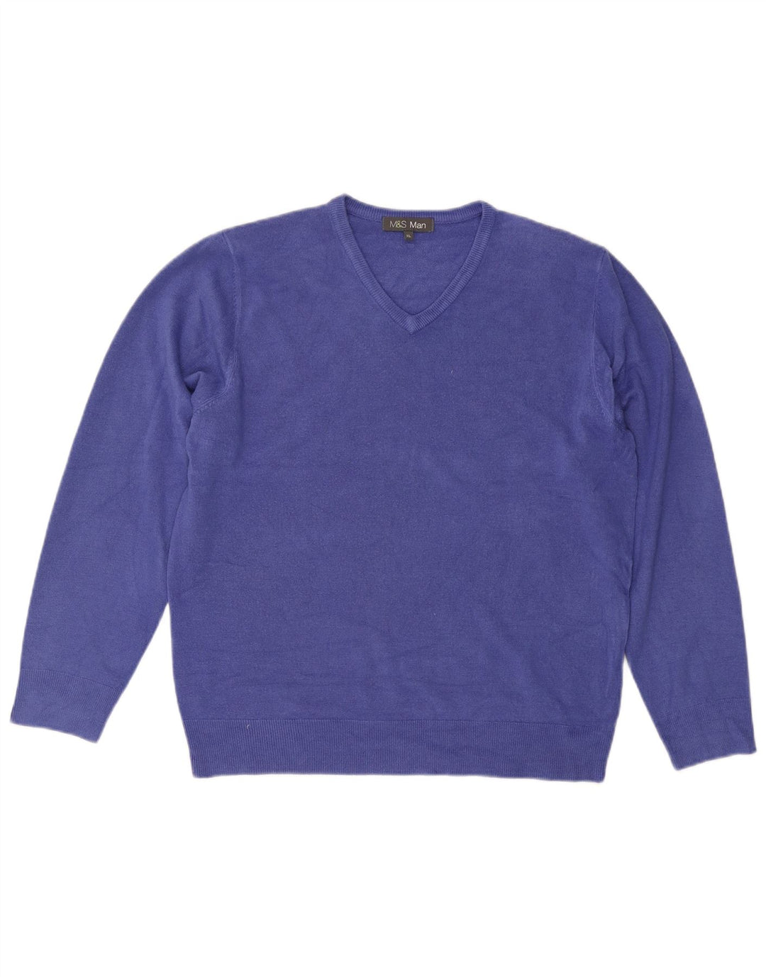 Suéter masculino Marks & Spencer com decote em V XL azul acrílico