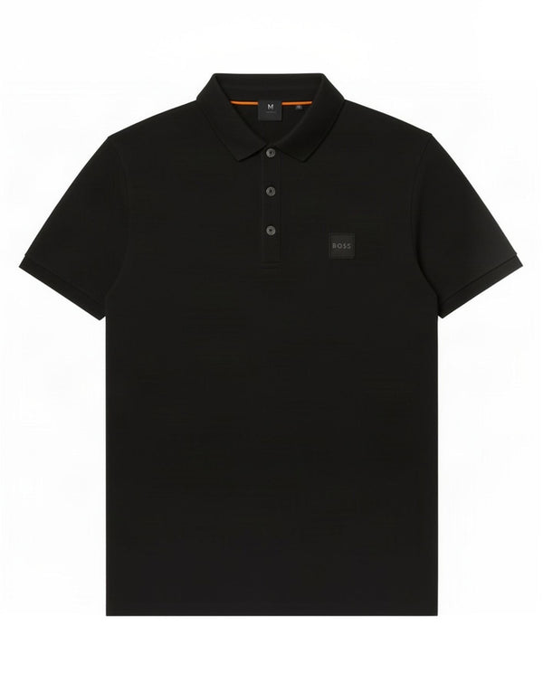 Camisa polo masculina Hugo Boss Slim Fit grande algodão preto