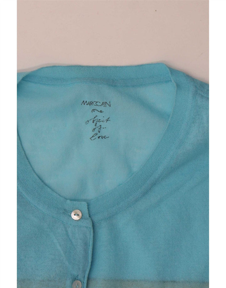 Suéter feminino Marccain Crop Cardigan UK 14 listrado azul médio