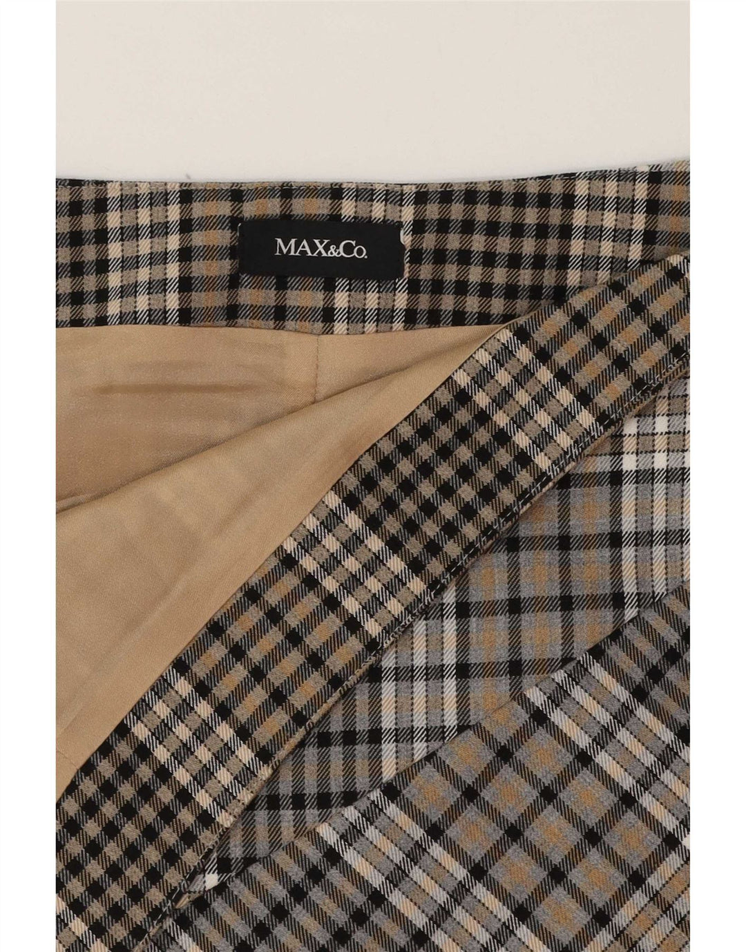 Saia evasê feminina Max & Co. W29 xadrez marrom médio