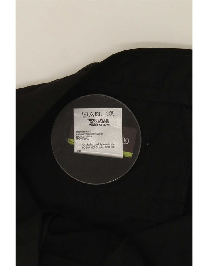 Calça masculina de terno reto Marks & Spencer W36 L31 poliéster preto
