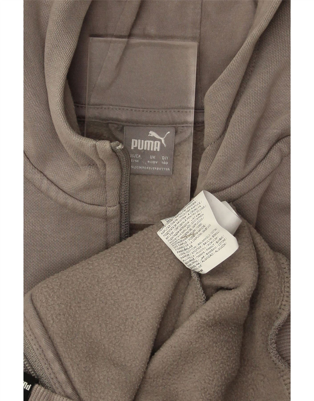 Suéter PUMA Boys Zip com capuz 9-10 anos algodão cinza