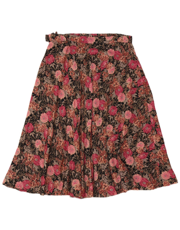 Saia feminina vintage linha A W30 médio rosa floral