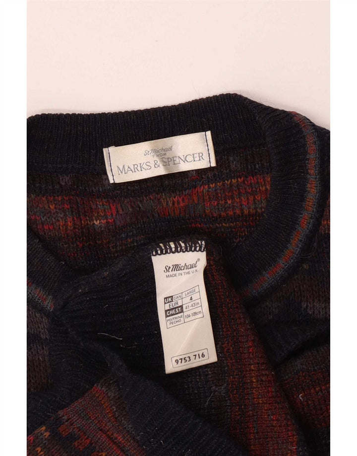 Suéter masculino Marks & Spencer com gola canoa grande multicolorido