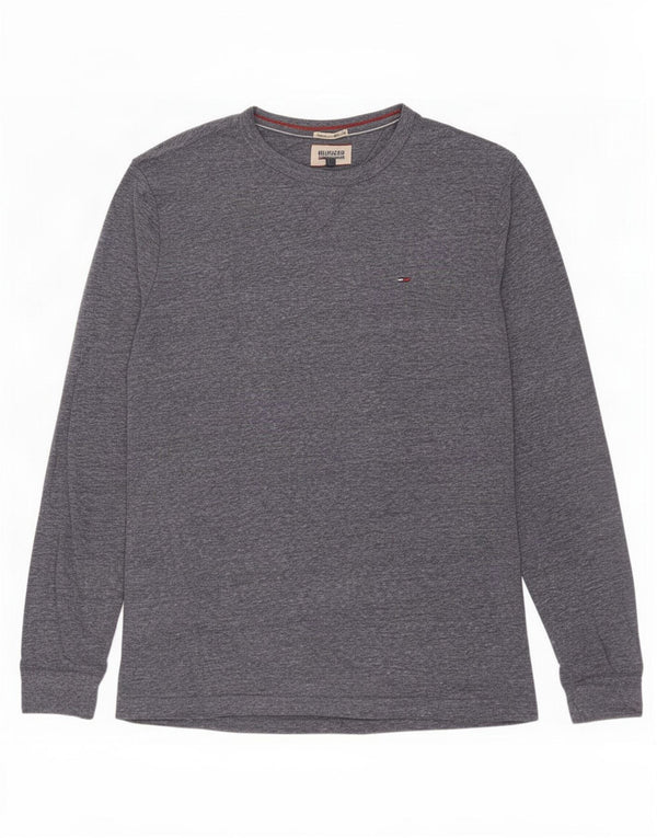 Tommy Hilfiger Top masculino de manga comprida grande poliéster manchado azul marinho
