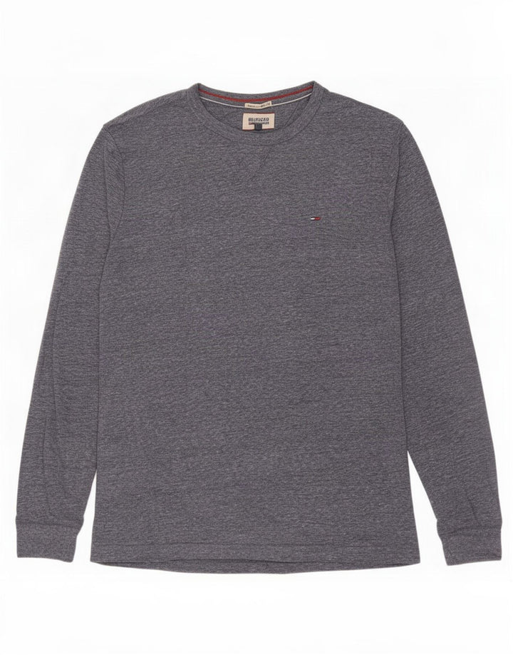 Tommy Hilfiger Top masculino de manga comprida grande poliéster manchado azul marinho