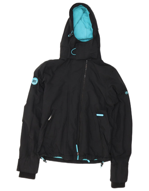 Jaqueta corta-vento com capuz Superdry Womens The Windcheater Reino Unido 6 XS Preto