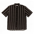 Zara Camisa masculina de manga curta grande viscose listrada preta