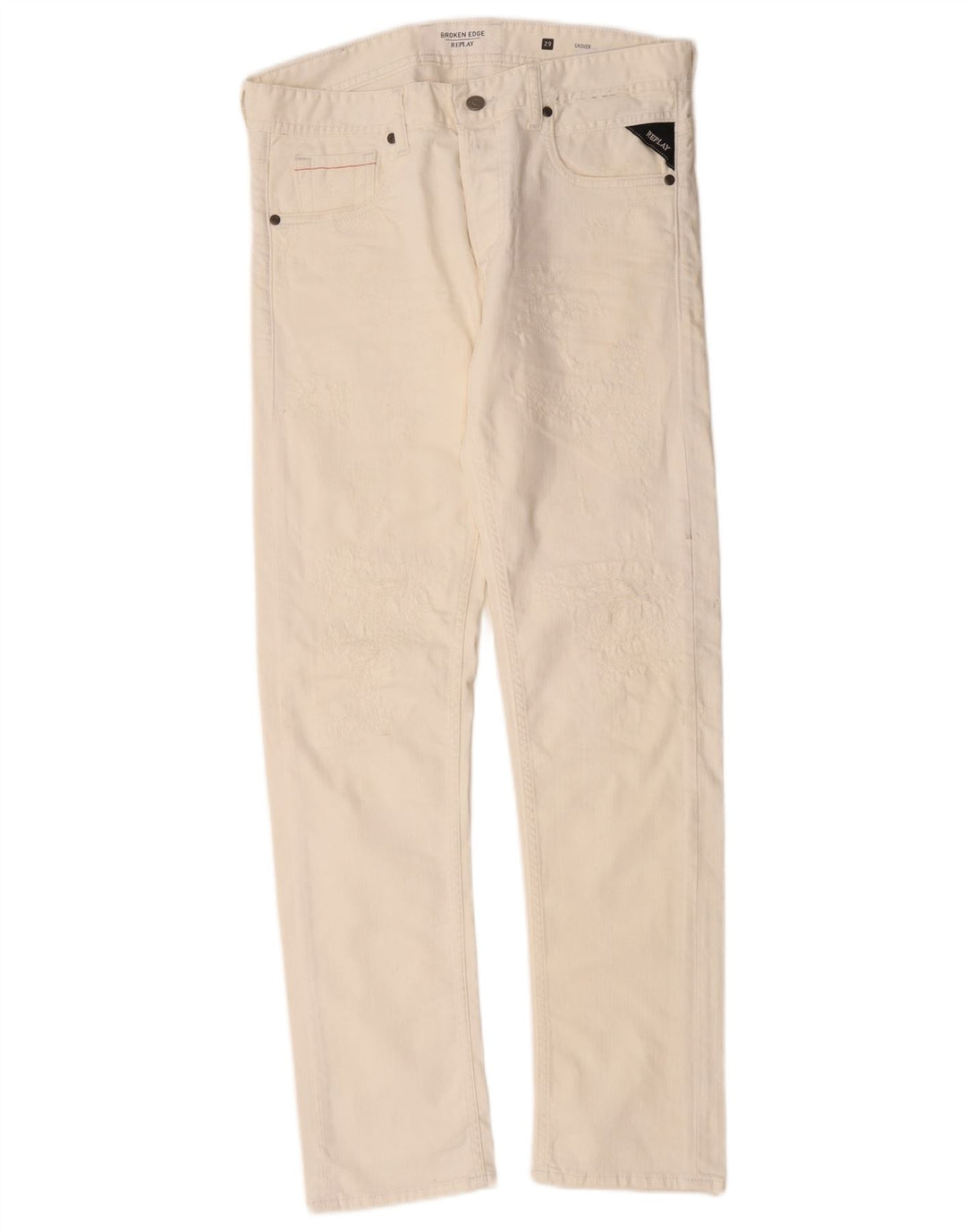 Replay feminino Grover Slim Jeans W29 L30 algodão branco