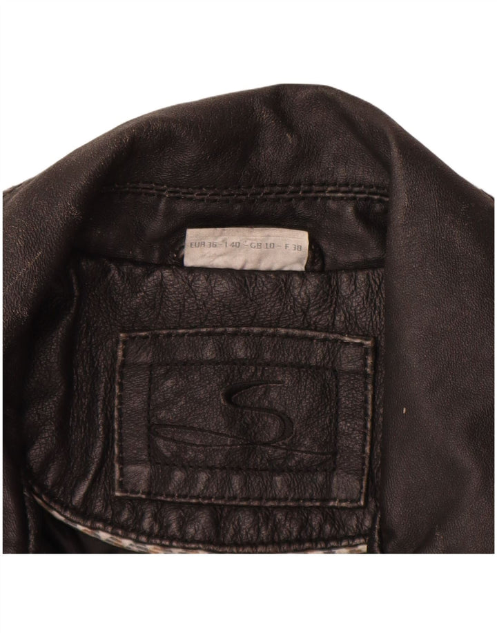 Jaqueta de couro feminina vintage Reino Unido 10 couro preto pequeno