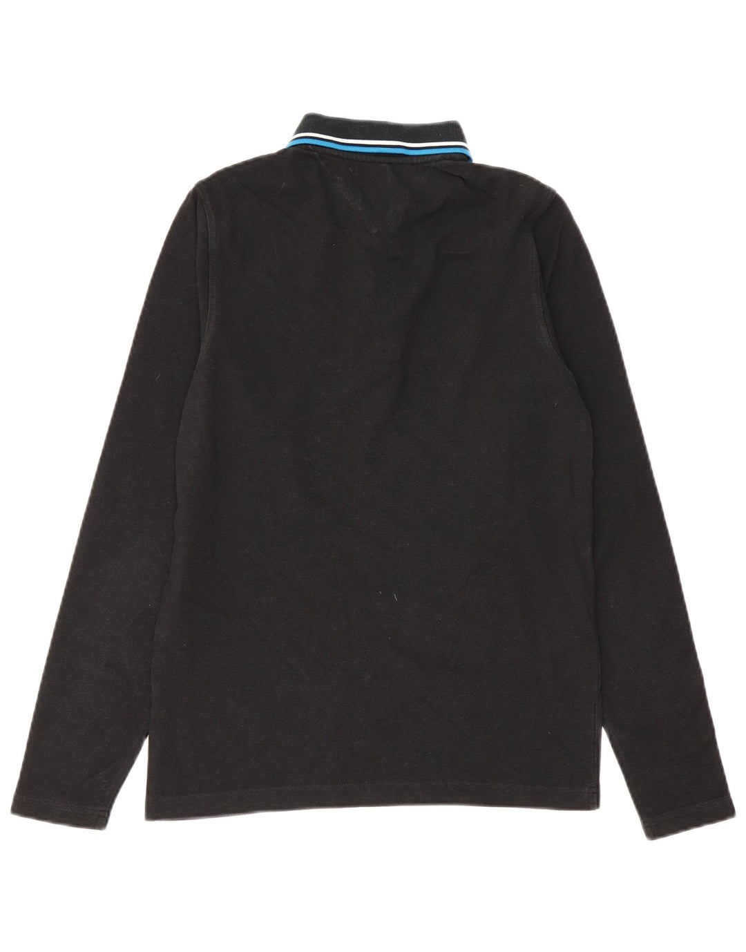 Camisa polo masculina TOMMY HILFIGER de manga comprida de algodão preto médio