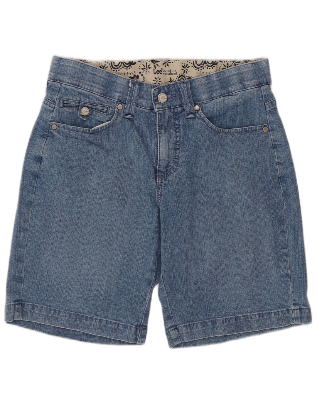 Shorts jeans feminino LEE US 6 médio W29 azul paisley algodão