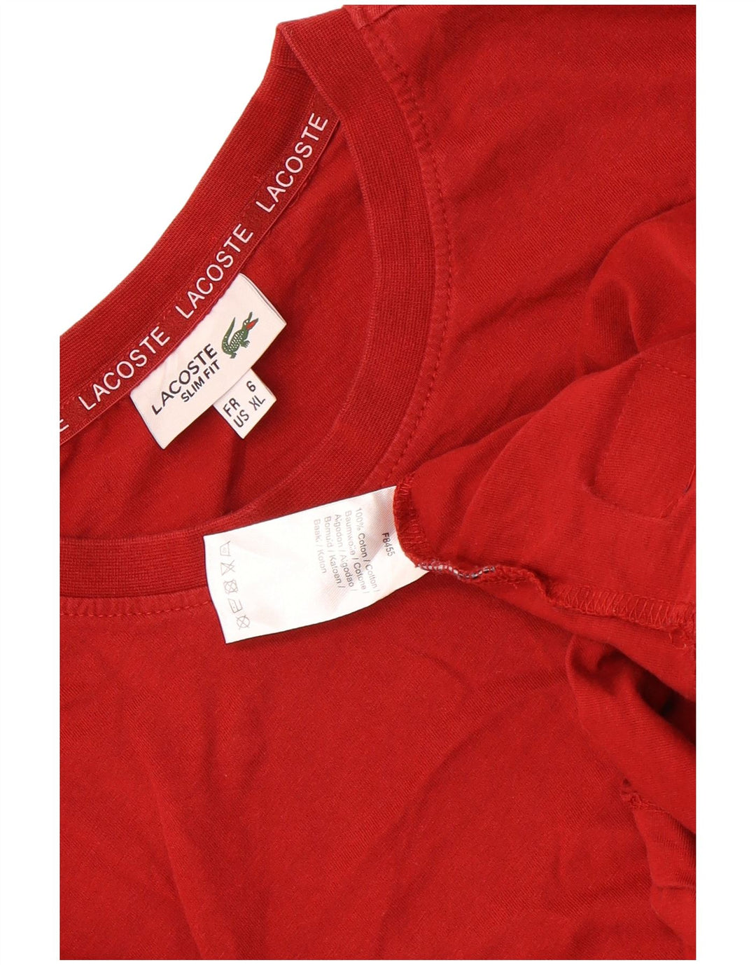 Camiseta masculina Lacoste tamanho superior 6 XL algodão vermelho
