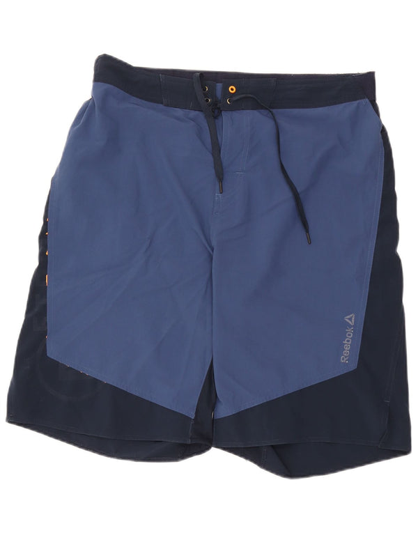 Shorts de natação masculino Reebok XL azul marinho colorblock poliéster