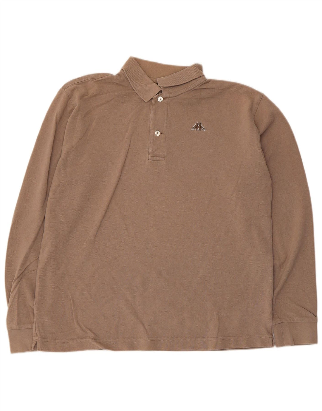 Camisa polo masculina de manga comprida Kappa pequena cinza algodão