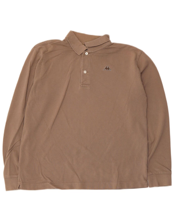 Camisa polo masculina de manga comprida Kappa pequena cinza algodão