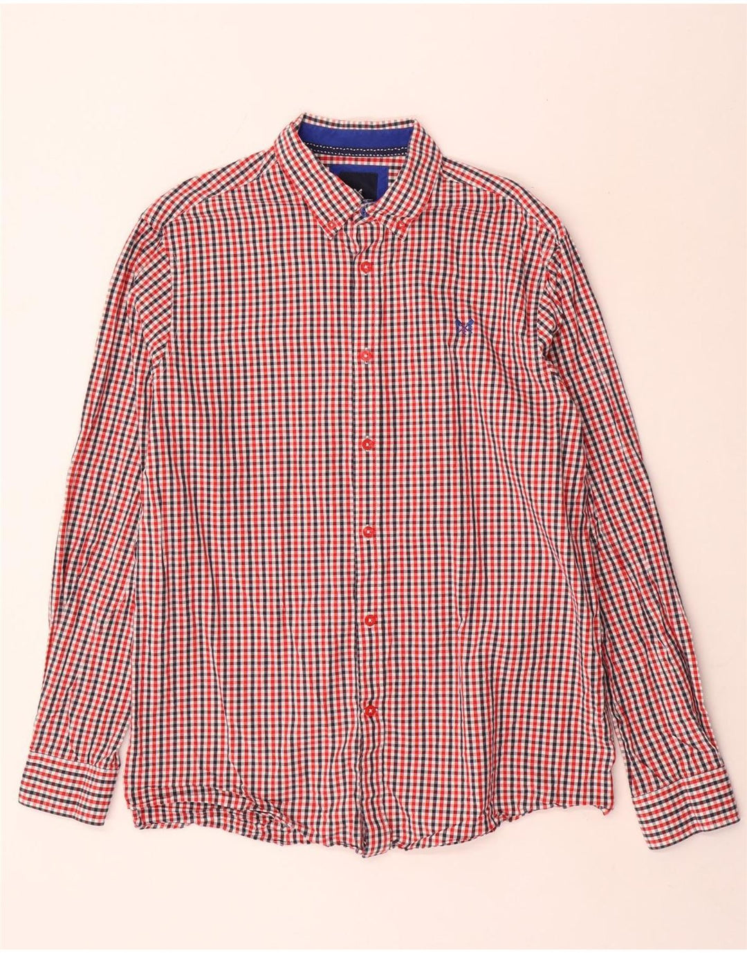 Crew Clothing Camisa masculina clássica de ajuste grande algodão vermelho guingão