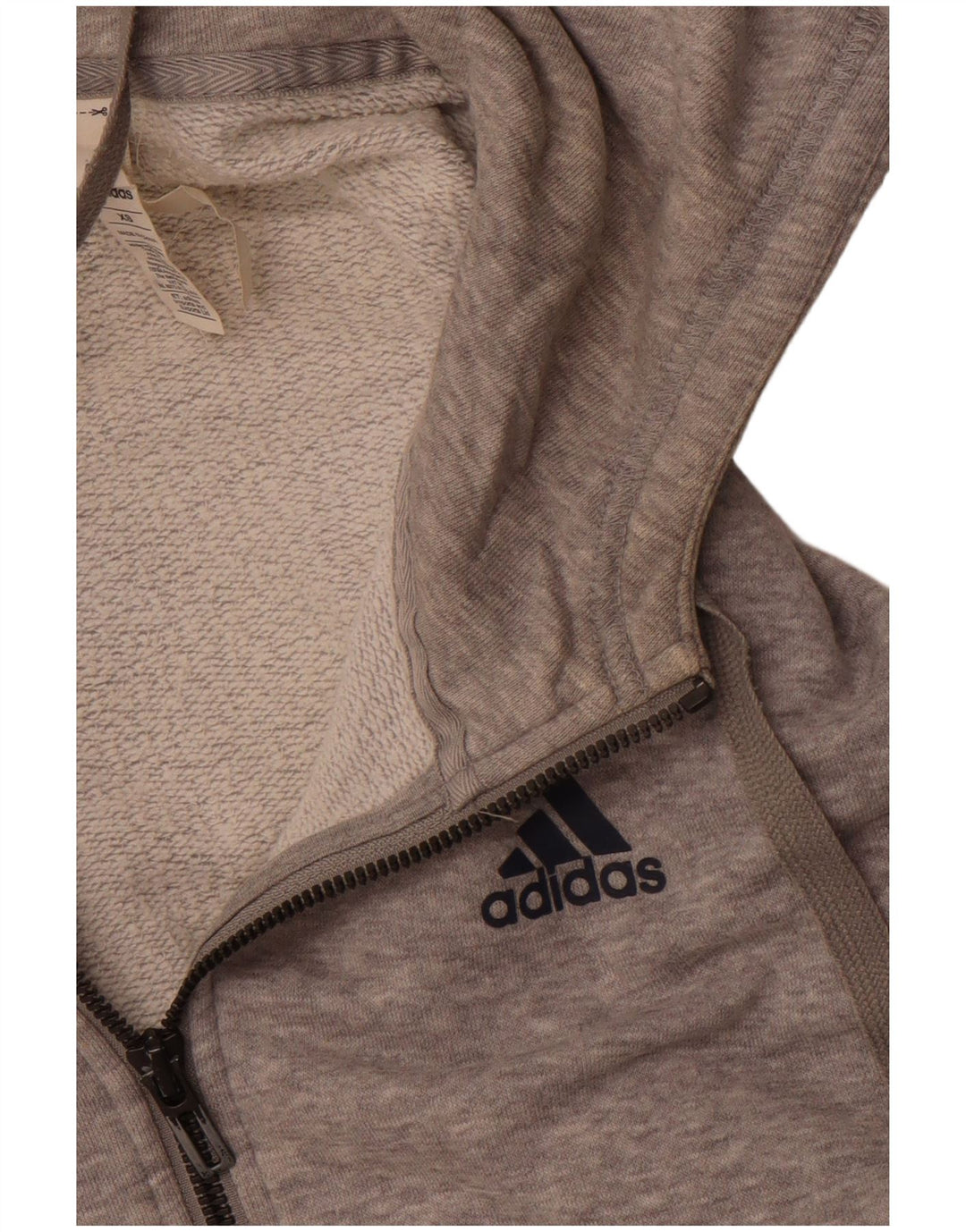 Suéter Adidas Feminino Oversized Zip com Capuz UK 6 XS Cinza Algodão