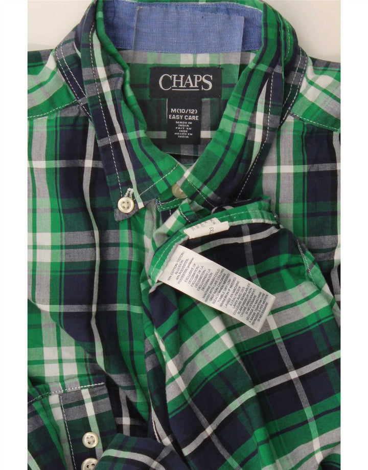 Camisa masculina Chaps 10-11 anos algodão xadrez verde médio
