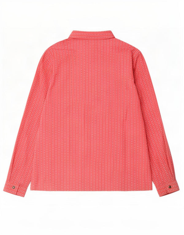 Camisa feminina vintage Reino Unido 16 grande algodão listrado rosa