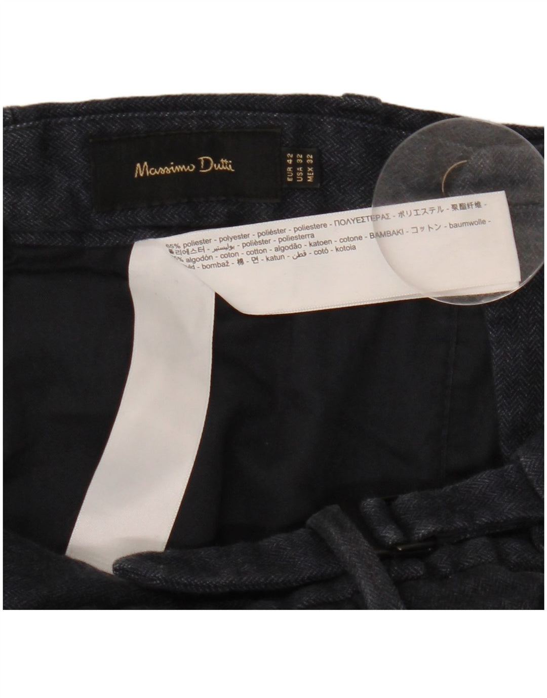 Calça Chino Masculina Massimo Dutti EU 42 Grande W32 L30 Azul Marinho Espinha de Peixe