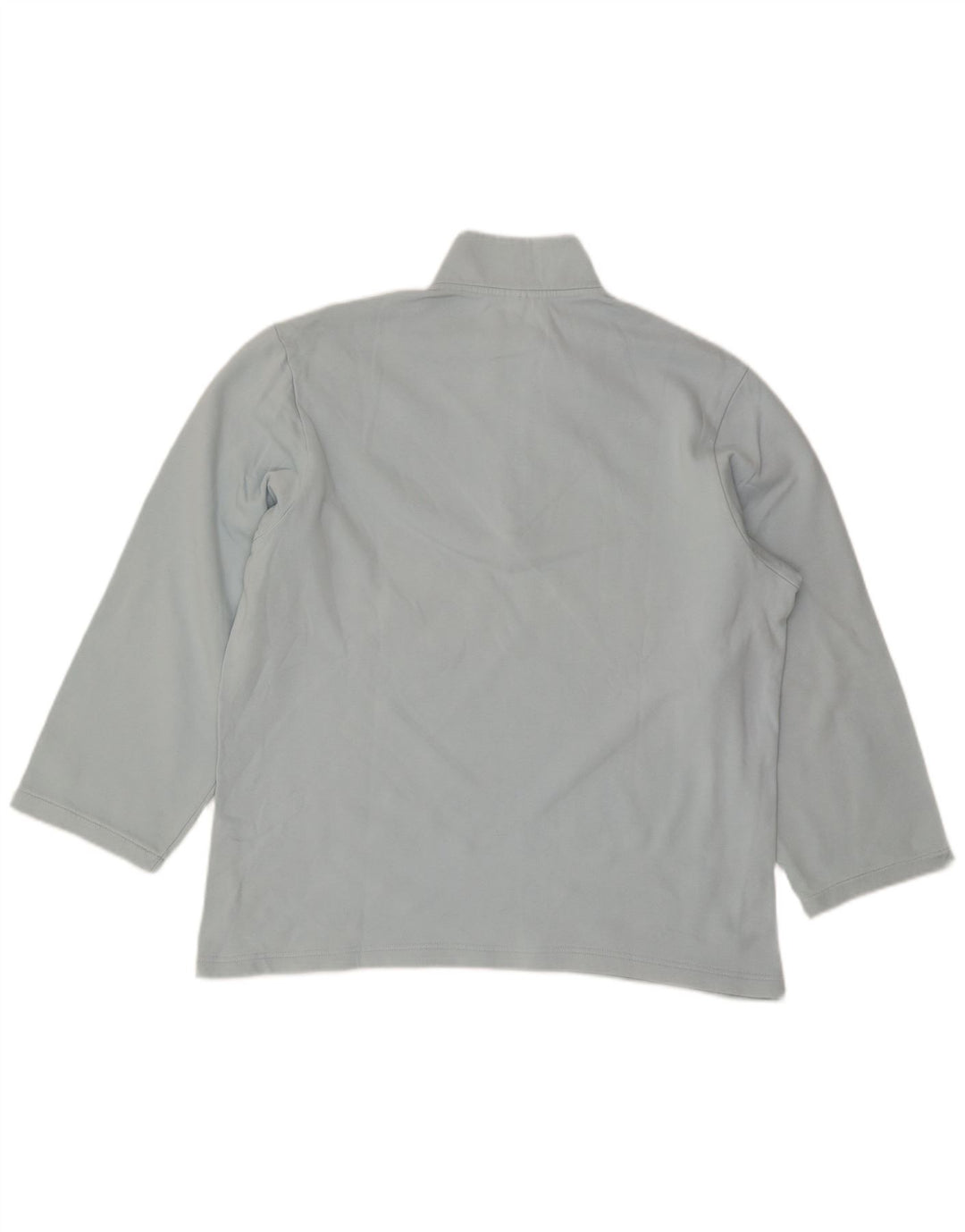 Adidas Mens Zip Neck Top Manga Longa Médio Algodão Azul