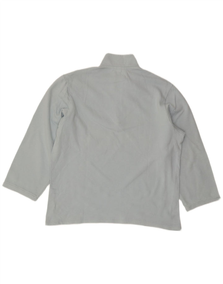 Adidas Mens Zip Neck Top Manga Longa Médio Algodão Azul