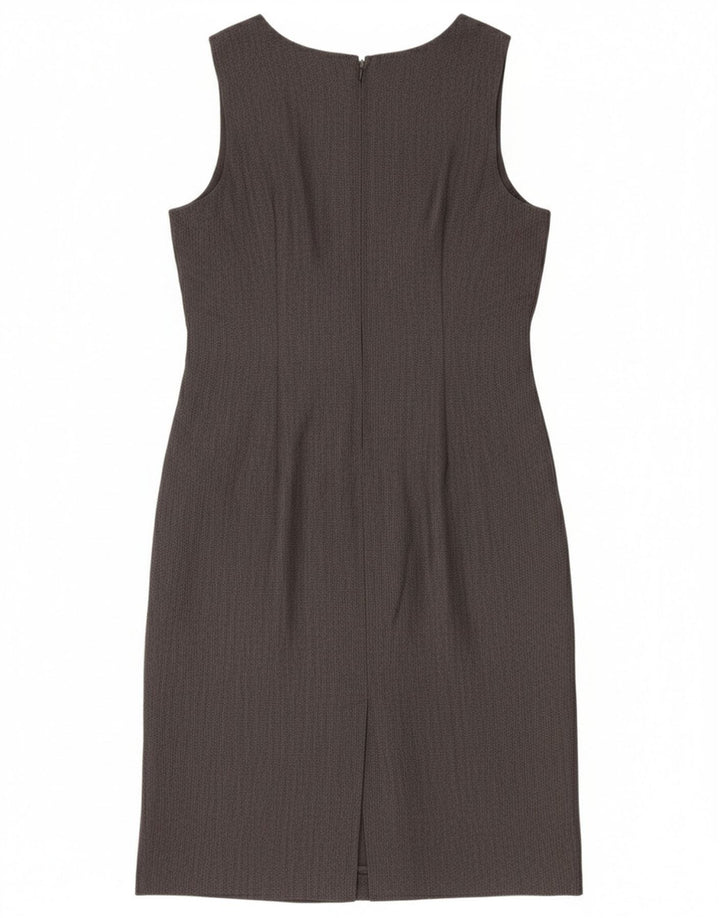 Vestido feminino vintage sem mangas com bainha UK 12 cinza médio
