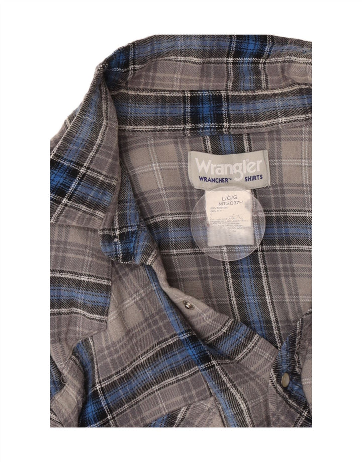 Camisa masculina de flanela Wrangler grande algodão xadrez cinza