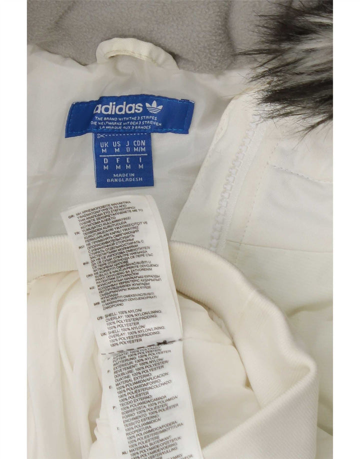 Adidas Mens Hooded Padded Bomber Jacket UK 38 Médio Branco Nylon