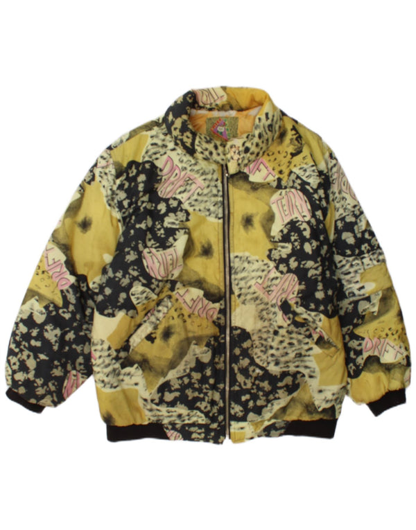 Jaqueta Bomber Feminina Vintage UK 18 XL Amarelo Animal Print