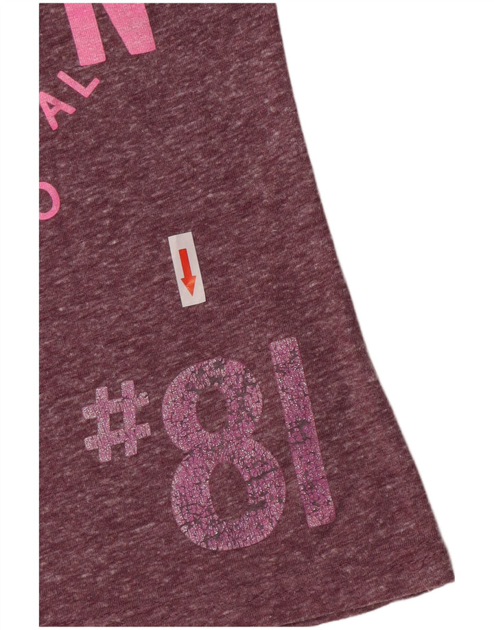 Camiseta gráfica feminina Superdry Top UK 10 pequeno poliéster roxo