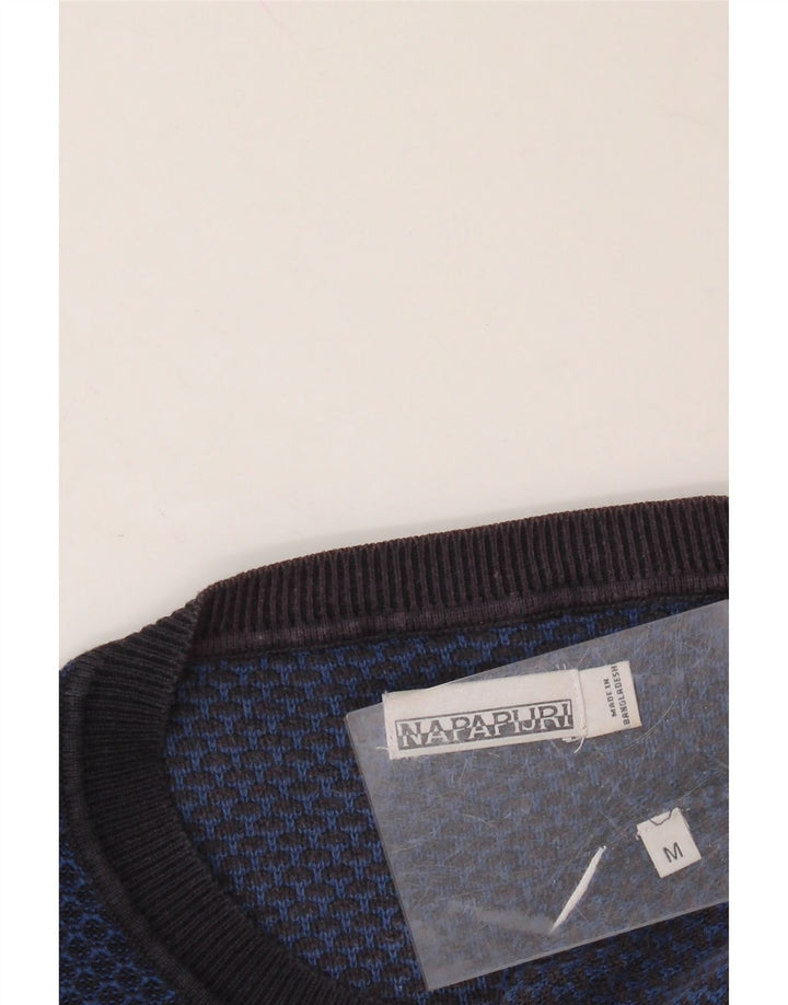 NAPAPIJRI Mens Crew Neck Jumper Sweater Medium Blue Spotted