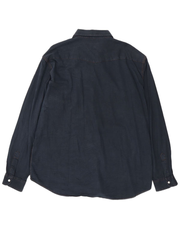 Camisa jeans masculina CARRERA 2XL algodão azul marinho