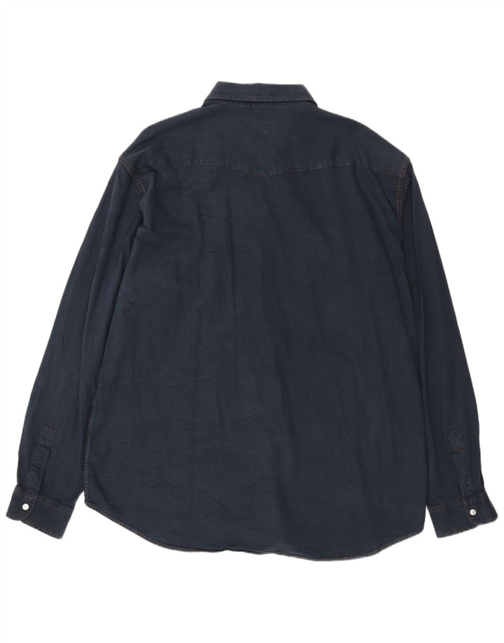 Camisa jeans masculina CARRERA 2XL algodão azul marinho