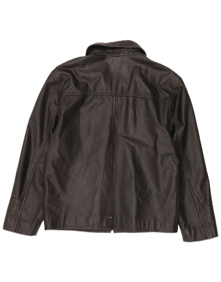 4 You Jaqueta de couro masculina UK 38 Couro preto médio