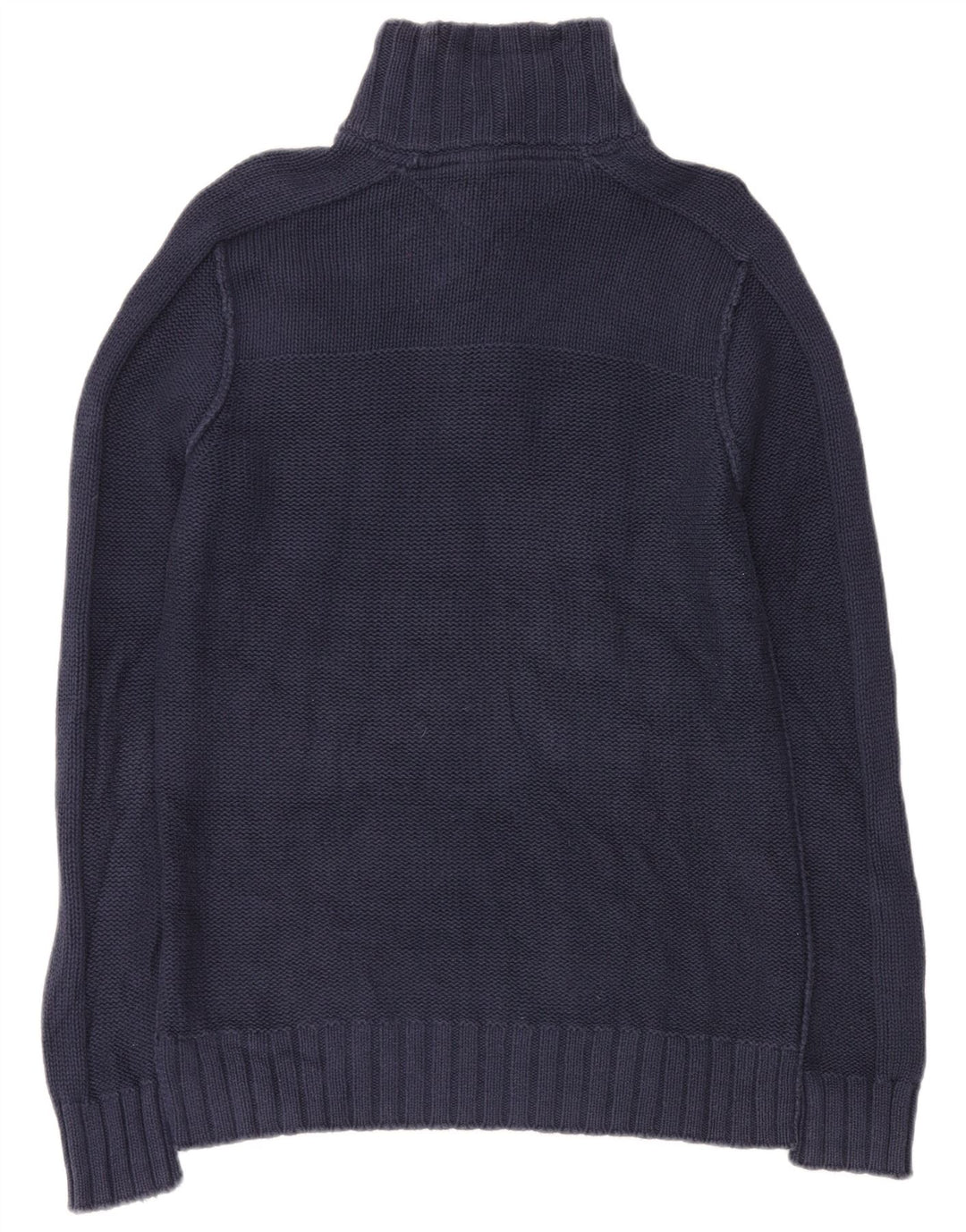 Suéter masculino Tommy Hilfiger com gola com botão, grande algodão azul marinho