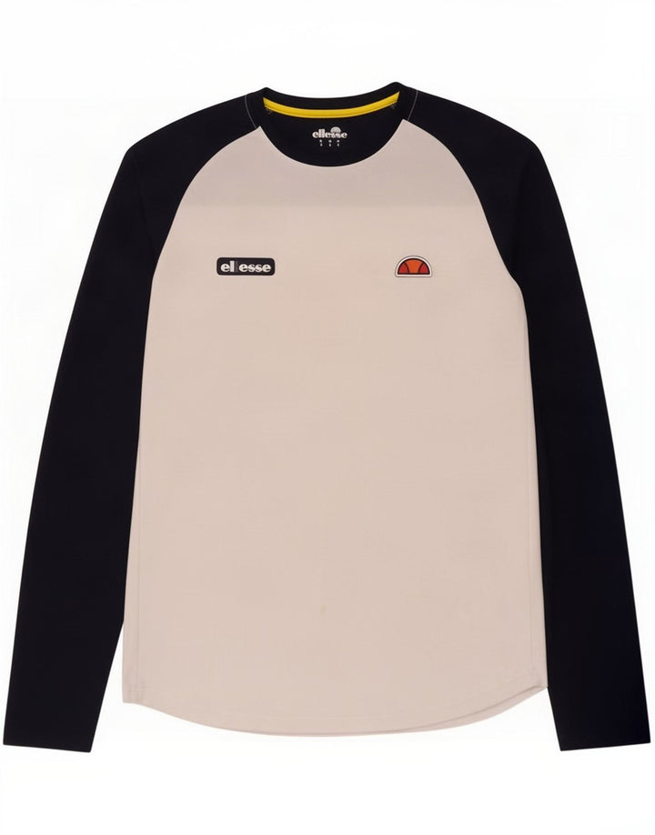 Top masculino Ellesse manga longa pequeno poliéster colorido branco
