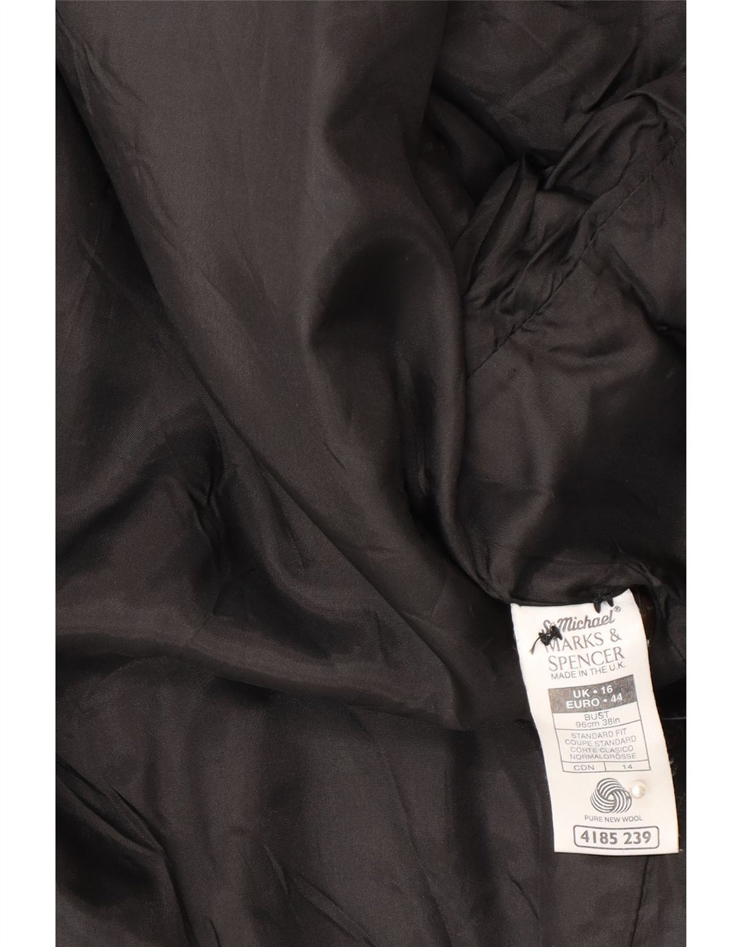 Jaqueta blazer feminina Marks & Spencer com 1 botão Reino Unido 16 grande lã preta